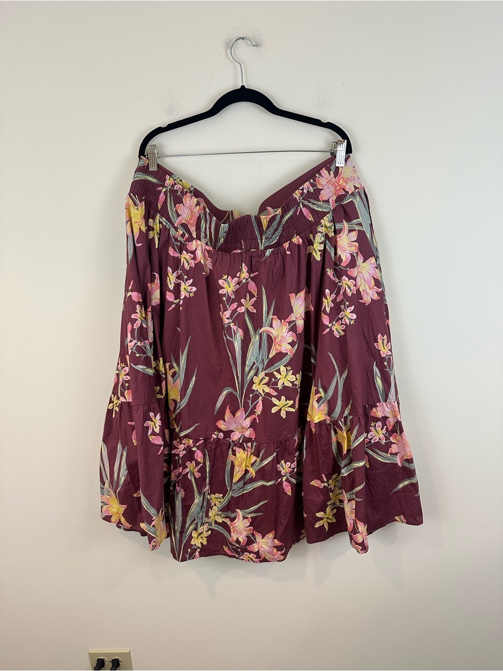 Torrid Womens Purple Mauve Tropical Floral Print Tiered Midi Skirt 3X - Picture 6 of 6